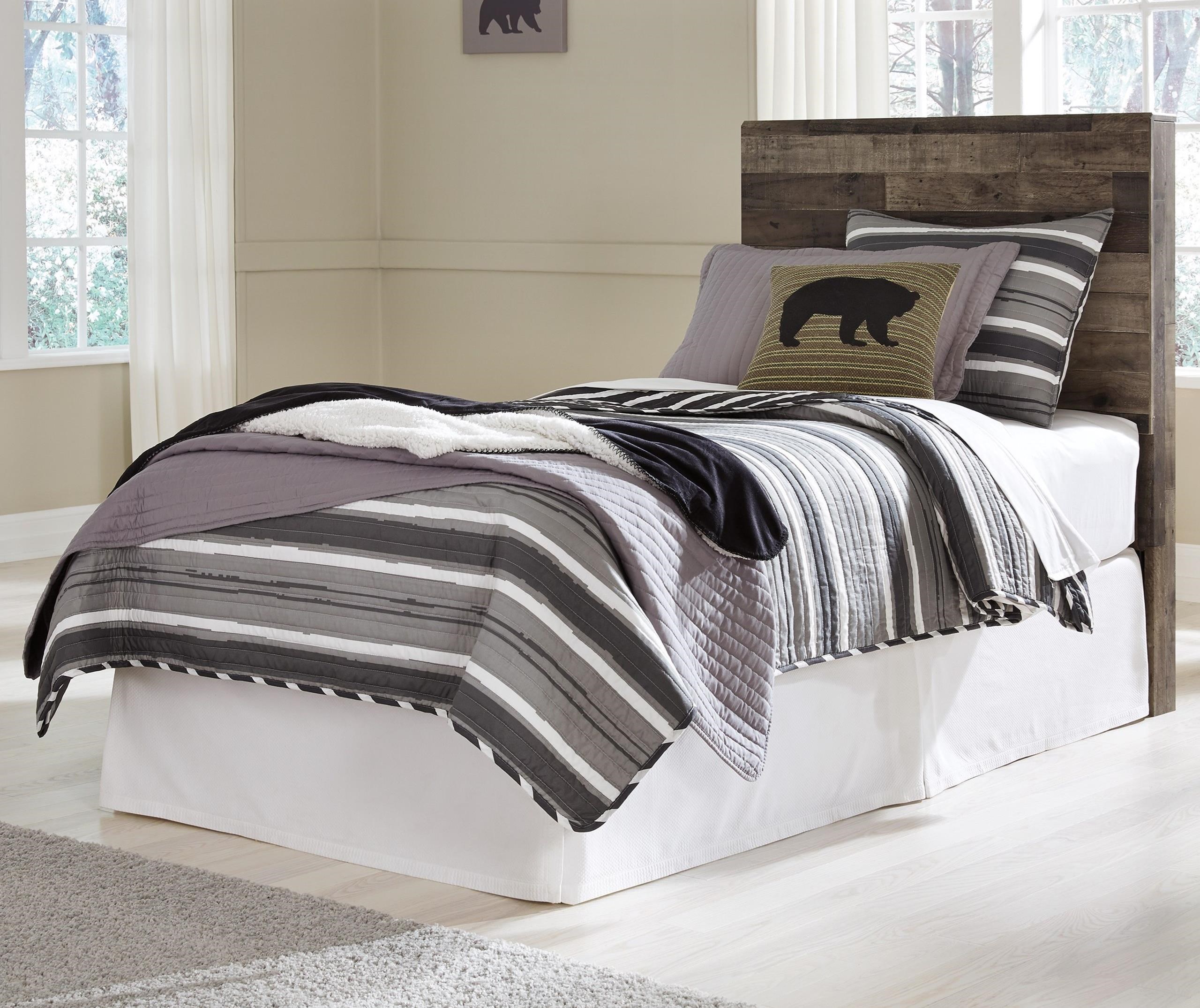 Benchcraft Derekson B200 53 Rustic Modern Twin Panel Headboard Crowley Furniture Mattress Bed Headboards